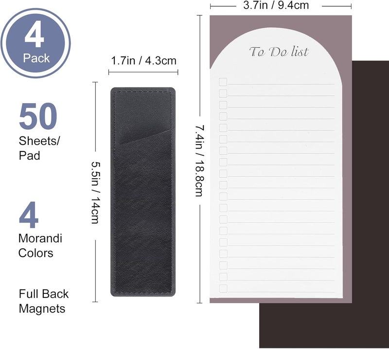 Thboxes 4 Pack Magnetic To Do List Refrigerator with Pen Holder, Totally 200 Sheets Magnetic Note Pad for Fridge Grocery List Magnet Pad for Fridge(Morandi Design) - Image 2